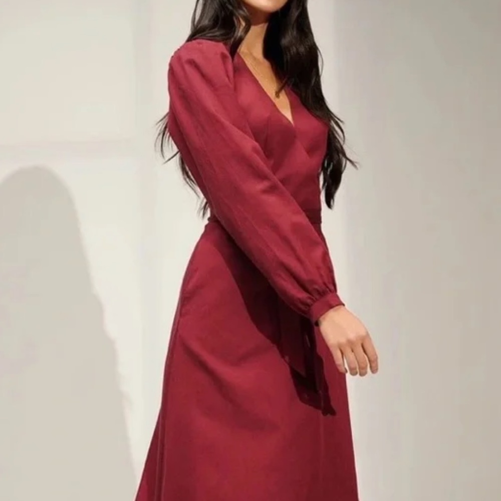 NWOT Emma Knudsen Reece Long Sleeve Wrap Dress Size Small - Picture 2 of 7